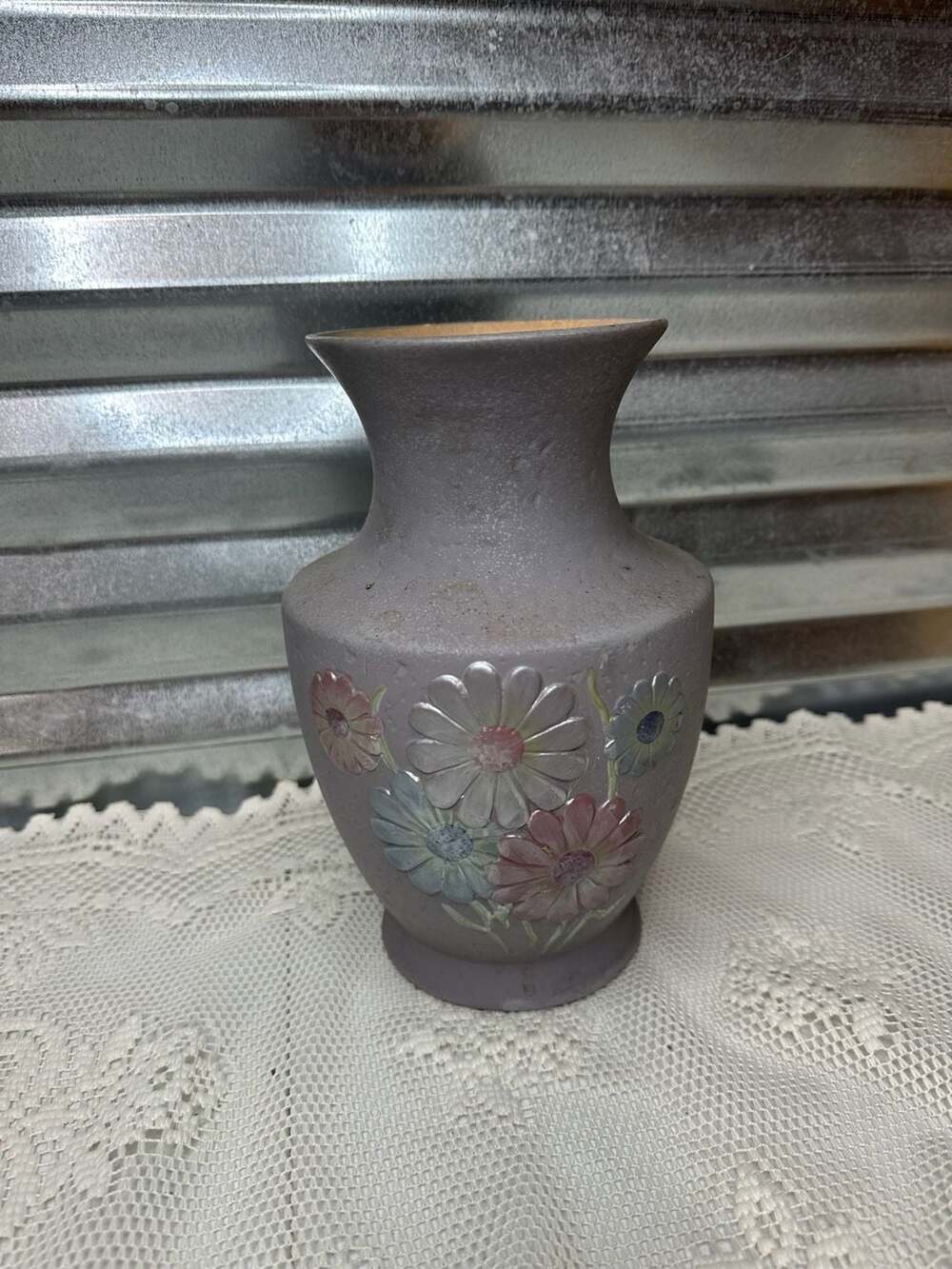 Vintage Ceramic Flower Vase with Floral Motif